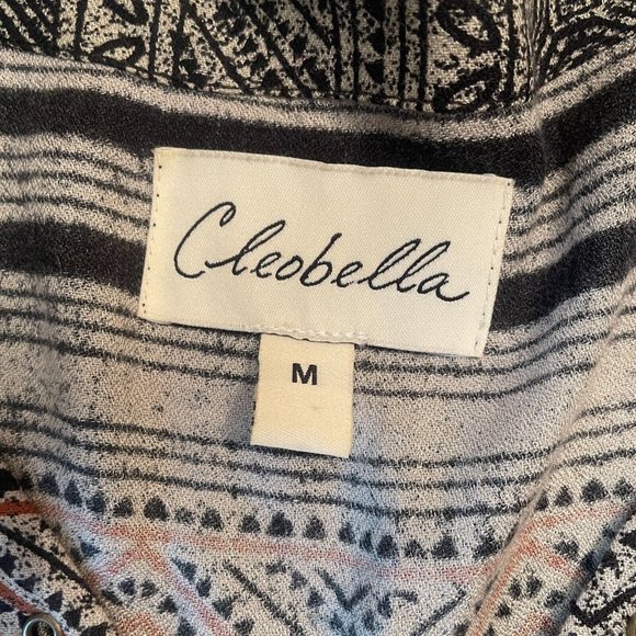 Cleobella Boho Shakira Romper Playsuit Sz Medium Short Sleeve Tassel Black Aztec - Picture 12 of 16